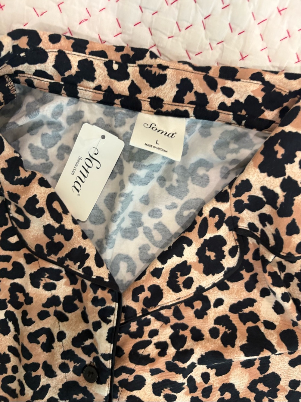 🐆🐆 NWT Women’s Soma Cool Nights Leopard Print Pajama Set - Tan & Black 💤💤 - Picture 5 of 8